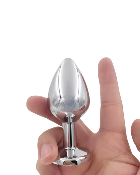 Металевий Анальна пробка Silver, light green crystal розмір М sexstyle | Зображення 4