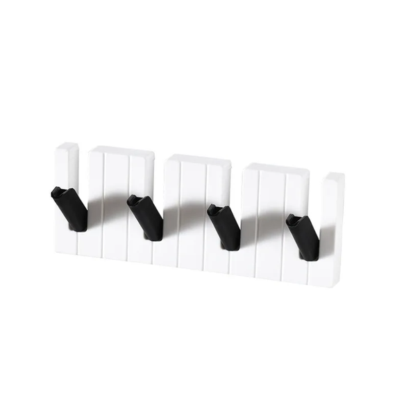 Настінна ключниця SV Four Hooks Piano на 4 гачки 22x16x4 см у вигляді клавіш, Білий (sv0591k2)