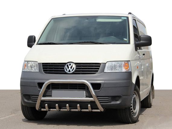 Кенгурятник WT003 (нерж) 60мм, без надписи для Volkswagen T5 Transporter 2003-2010 гг | Зображення 1