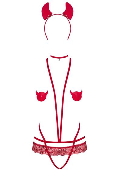 Костюм дьяволицы Obsessive Evilia Красный L/XL | Зображення 3