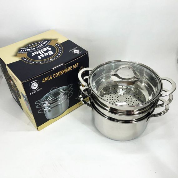 Кастрюля-пароварка LB-1857CB из нерж. стали со стеклянной крышкой, индукция, ZQ-762 3,7л., 4пр | Зображення 8