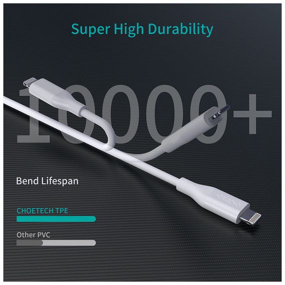 Дата кабель USB-С to Lightning 1.0m USB2.0 30W MFI Choetech (IP0040-WH) | Зображення 5