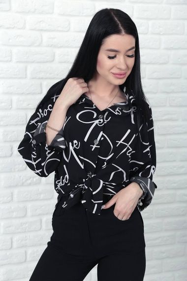 Женская свободная блуза с принтом GF07931 цвет черный, размер 46/48 | Зображення 3