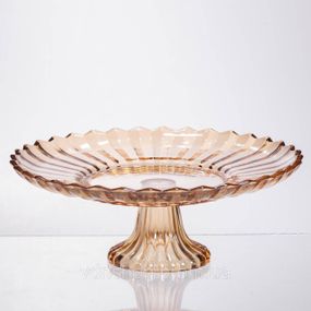 Фруктовниця скляна на ніжці Ø29 (см) кругла ваза цукерниця для фруктів Коричневий 64486-19