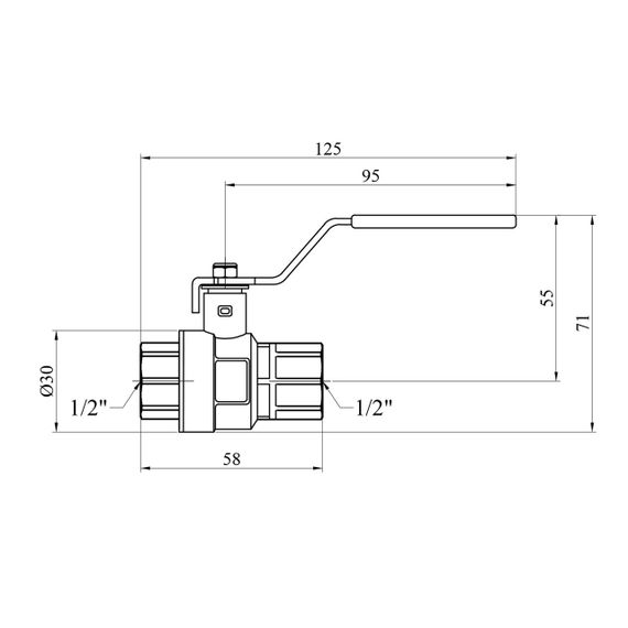 Кран кульовий Kroner 1/2" ВВ PN40 ручка, нікельований | Зображення 1