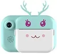 Голубой Детский фотоаппарат C11 с экраном моментальной печати фото "Рожки"