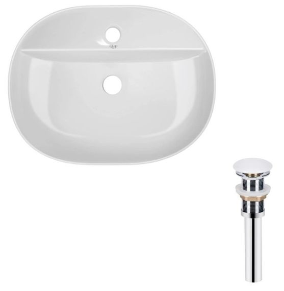 Комплект Qtap Scorpio: Раковина накладна овальна 500x380x120 мм White + Донний клапан PU02 (QT14112202WN47313)