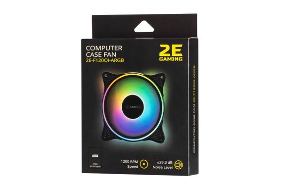 Корпусной вентилятор 2E GAMING (F120OI-ARGB) 120мм,3+3pin5VAura,черн.лопасти,рамка, outer-inner LED (2E-F120OI-ARGB) | Зображення 1