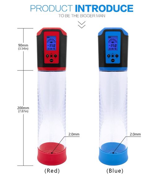 Автоматична вакуумна помпа із зарядкою від USB та LCD дисплеєм CANWIN Passion Pump Men Blue - P648AU Sex Aura | Зображення 9