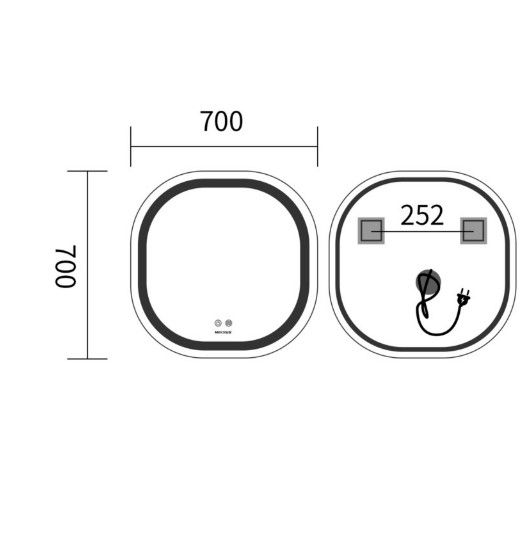 Дзеркало Mixxus Premium DIVERSE MR16-70x70 (LED Touch, Anti-fog (3-6,5kK)) (MP6640) | Зображення 1