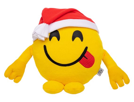 Декоративная стильная веселая подушка игрушка смайлик emoji обнимашка в подарок к Новому Году круглая желтый