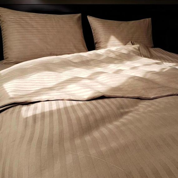 Комплект постільної білизни двоспальний MakSon Elegant Beige, страйп-сатин, 100% бавовна (018-1175210С)
