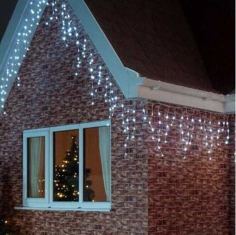 Різнокольоровий Новорічна святкова гірлянда бахрома 120 Led прозорий провід 3х0.5 м | Зображення 8