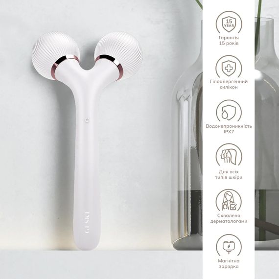 Электронный ультразвуковой ролик для лица и тела GESKE Sonic Facial&Body Roller 4в1 magenta, Бирюзовый | Зображення 2