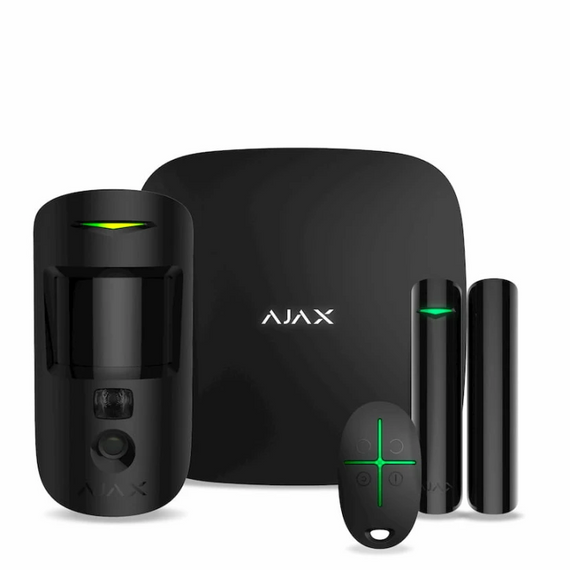 Комплект бездротової сигналізації Ajax StarterKit Cam (HDR) black (Hub 2/MotionCam(HDR)/DoorProtect/SpaceControl)
