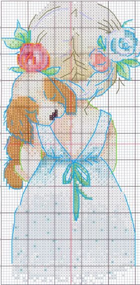 Набор для вышивания по нанесённой на канву схеме "Little girl and puppy". AIDA 14CT printed,14*27 см | Зображення 2