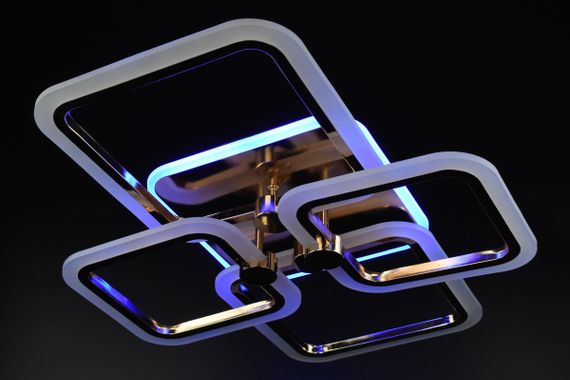 Люстра світлодіодна стельова LED світильник для квартири на стелю лед з пультом 26945 Золото 11х48х60 см. | Зображення 8