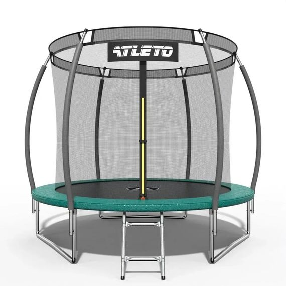 Батут дитячий Atleto 252 см із захисною сіткою та драбиною для дому та дачі зелений 21000803