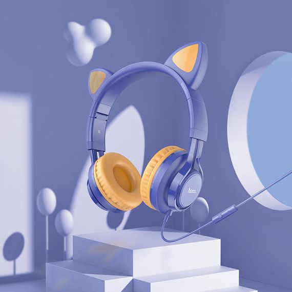 Накладные наушники Hoco W36 Cat ear (3.5mm/1.2m) Midnight Blue | Зображення 3