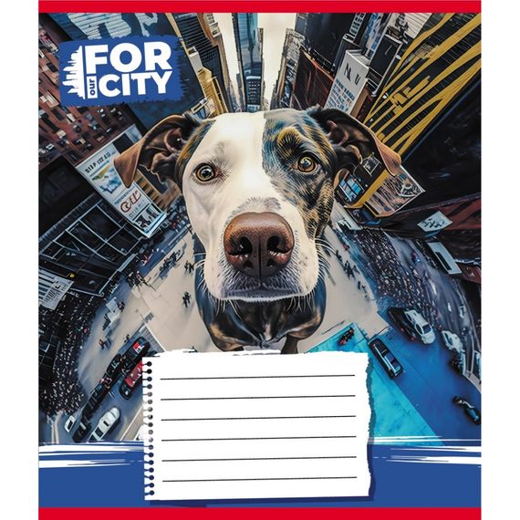 Тетрадь ученическая "Собака в городе" 024-560077L-1 в линию, 24 листа