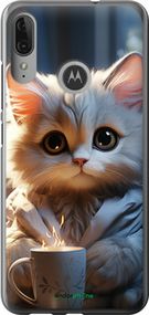 Чохол на Motorola Moto E6 Plus Білий кіт "5646u-1780-2448"