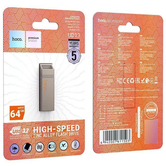 Флеш-накопитель Hoco UD13 USB3.2 - 64GB Gray | Зображення 5