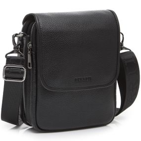 Шкіряна чоловіча сумка-месенджер через плече чорна Tiding Bag TD-23433