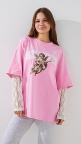 Лонгслів з принтом жіночий LAWA P-WT02312 L/XL Рожевий shop (2000999529207)