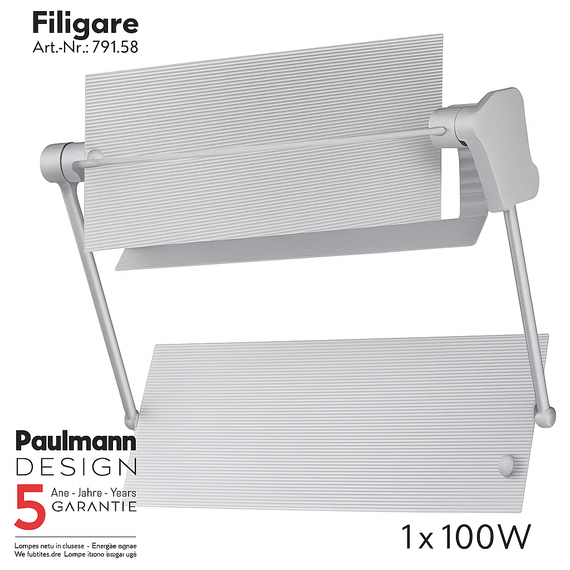 Настінний світильник Paulmann 100W, E27 230V дизайнерський бра регульований для зонального акцентного освітлення білий алюмінієвий | Зображення 2