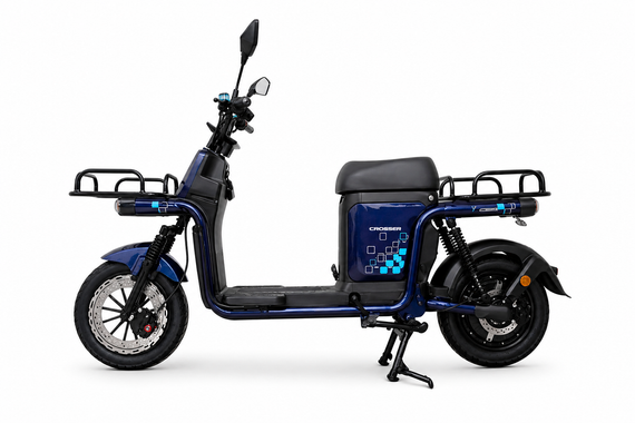Електроскутер Crosser SUPER MAX 1200W 60 V 30 Ah LiFePO4, до 60 км/год, запас ходу до 90 км, потужний електровелосипед Синій | Зображення 1