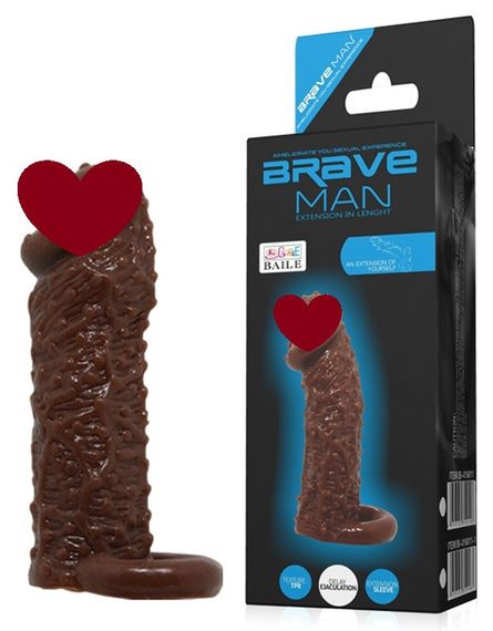 Насадка - презерватив Brave Man, BI-016013 ( коричнева ) Sex Aura