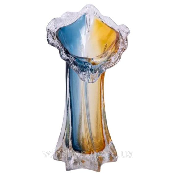Декоративна скляна ваза для квітів 24.5 см стильна ваза Жовто-синя HP-9-5 | Зображення 1