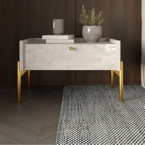 Тумба приліжкова LION Wood з однією шухлядою Бетон (золоті ножки) (LION-041306)
