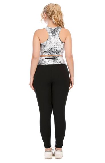 Жіночий фітнес костюм чорний топ + лосини plus size | Зображення 2