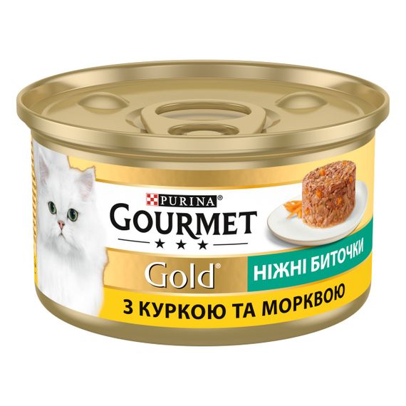Влажный корм для котов с курицей и морковью Gourmet Gold, 85 гр
