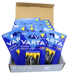 Батарейки VARTA Super Heavy Duty набір 48 шт пальчикові міні ААА R03 1.5 V сольова упаковка zinc carbon
