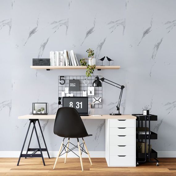 Самоклеюча вінілова плитка в рулоні 600х3000х2мм Білий повітряний мармур Глянсова SW-00001287 | Зображення 5