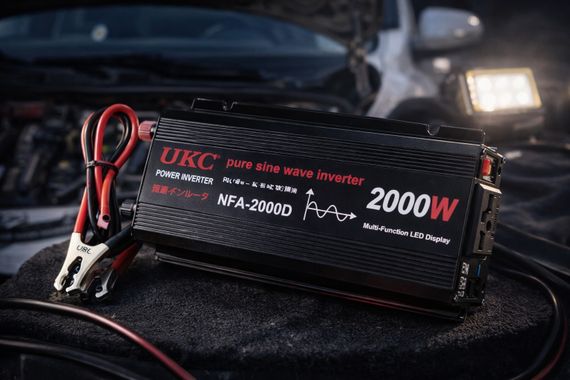 Инвертор UKC NFA-2000D 2000 Вт (12 В → 220 В) — чистый синус, автомобильный преобразователь напряжения | Зображення 1