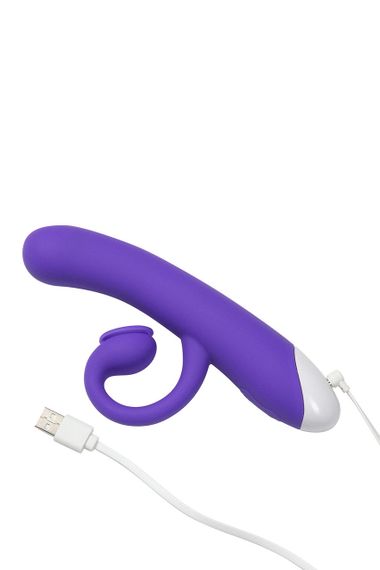 Подвійний вібратор кролик Blush Hop-OH Bunny Midnight — пульсація повітря, 10 режимів, USB, IPX7, UltraSilk | Зображення 4