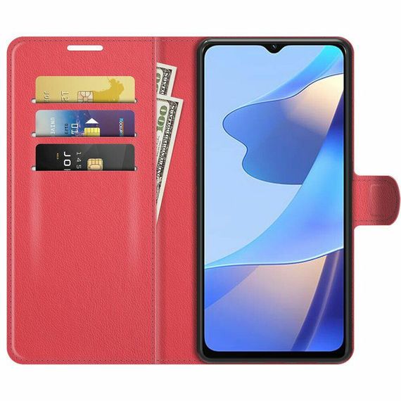 Чохол книжка з кишенями для карт на Oppo A16 / A54s колір Червоний | Зображення 1