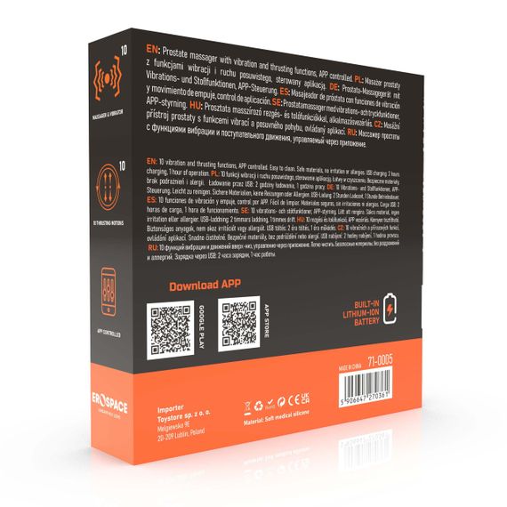 Масажер простати - Erospace Men’s Play Thrusting Prostate Massager APP Controlled B5 Sex Aura | Зображення 8