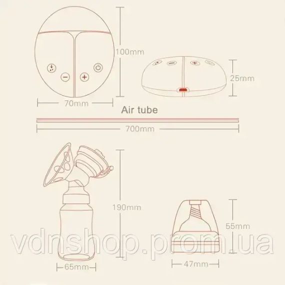 Електричний подвійний масажний молоковідсмоктувач Kinder Goods в комплекті з 2 пляшками для молока + соска, USB | Зображення 1