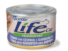 Вологий корм для котів LifeCat Tuna With Grouper And Shrimps тунець з окунем та креветками 150 г 102501