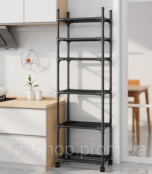 Полиця етажерка TVT-02 6 ярусів 170х42х32см Чорна | Зображення 4