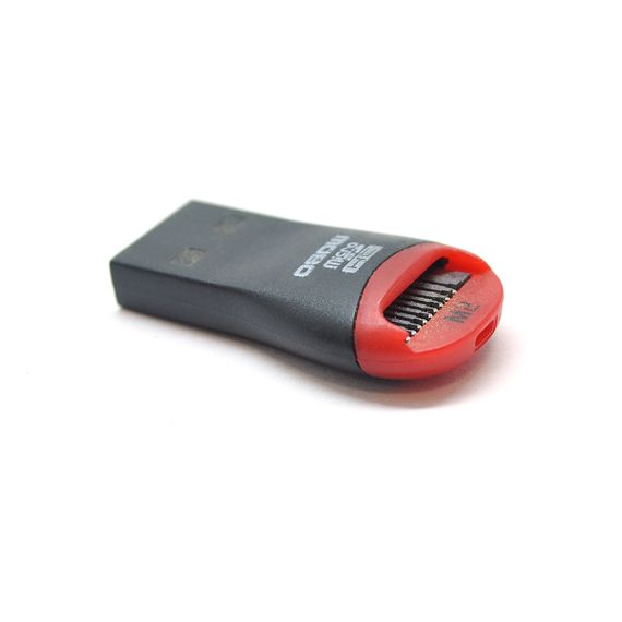 Картрідер зовнішній USB 2.0, формат MicroSD, пластик, Black / Red, (ТехПакет)