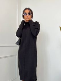 Женское теплое платье миди из двухсторонней ангоры VE004 размер 48/50, цвет черный