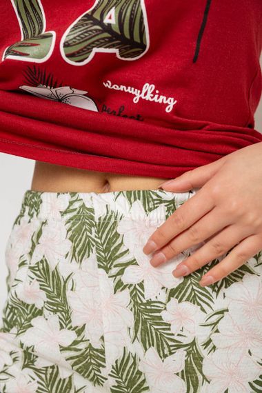 Піжама жіноча з принтом, колір бордовий, 243R3755 | Зображення 5