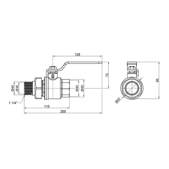 Кран кульовий "Американка" Thermo Alliance Standart 1" 1/4 ВН прямий SD220W32 | Зображення 1