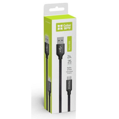 Дата кабель USB 2.0 AM to Micro 5P 0.25m black ColorWay (CW-CBUM048-BK) | Зображення 4