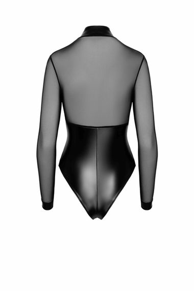 Боді Noir Handmade F321 Edge, 3XL, низ під латекс, верх сітка, блискавка на все тіло, декор кільця | Зображення 7